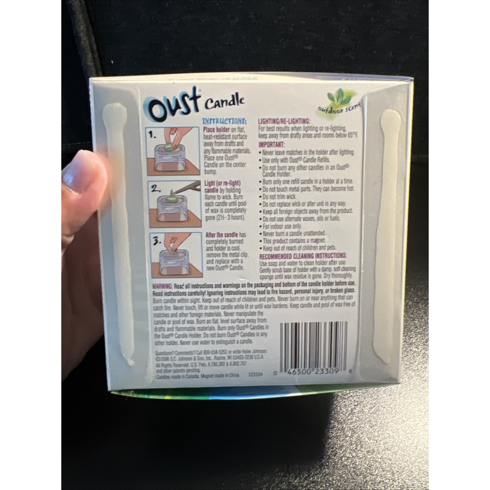 Oust Candle Set 1 Glass Holder & 1 Candle Refill - Outdoor Scent READ - Picture 6 of 6